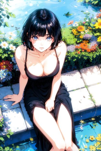 Horny Hentaified Nubile Babe Fucking in Floral Field