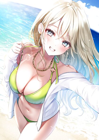 Busty babe flashes juicy junk in skank-ass swimsuit - HENTAI XXX PIC!