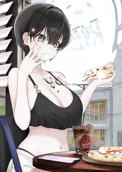 Sweaty Pussy Slips on Cheeseburger - HENTAI XXX Pic!