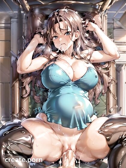 Pregnant Hentai Fantasy: Thick-Thighed Beauty Cums Excessively in Mouth