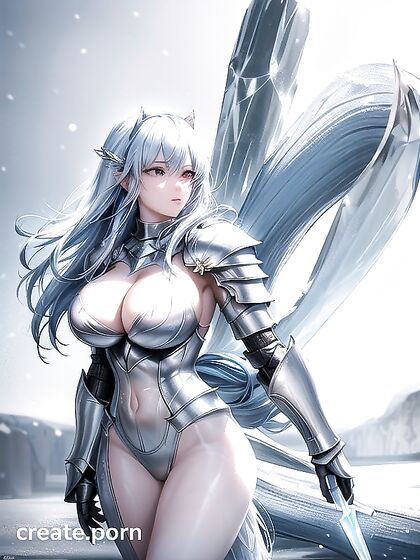 Snowy Seduction: Sexy Cleavage and Icy High Boots in Fetish Hentai Action
