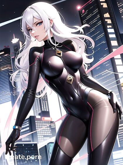 Dark-Skinned Beauty Navigates Cyberpunk City in Ultra-Realistic Hentai Action