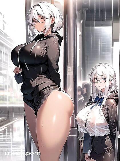 Perfect White-Haired Beauty with Pronounced Nipples in Sensual Hentai Action