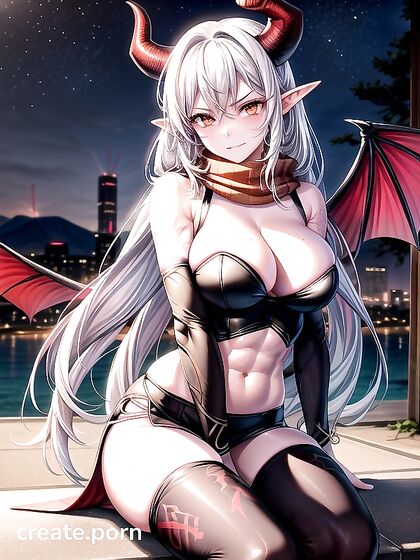 Red-Eyed Seductress in Armor Teases with a Sly Smile in Hentai Action