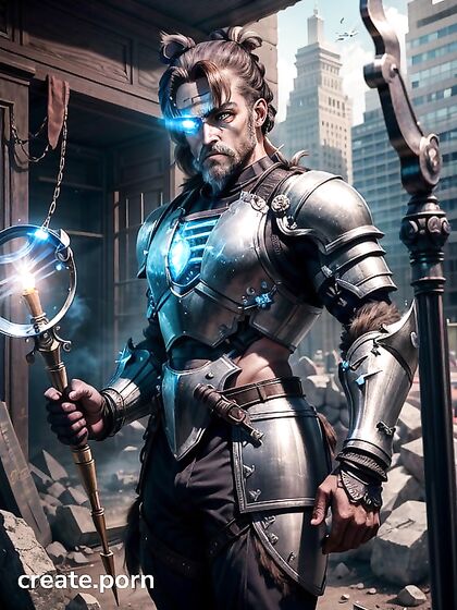 Chained Man With Ashy Beard Wields Mighty Hammer in Erotic Hentai Action