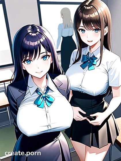 Lesbian SchoolGirl 18+s in Uniform Share Intimate Moments in the Classroom Hentai