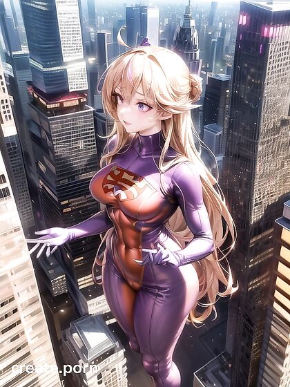 Mighty Lady from Boku No Hero Academia Wears Sexy Eye Mask and Purple Horns in Urban Hentai AI Image