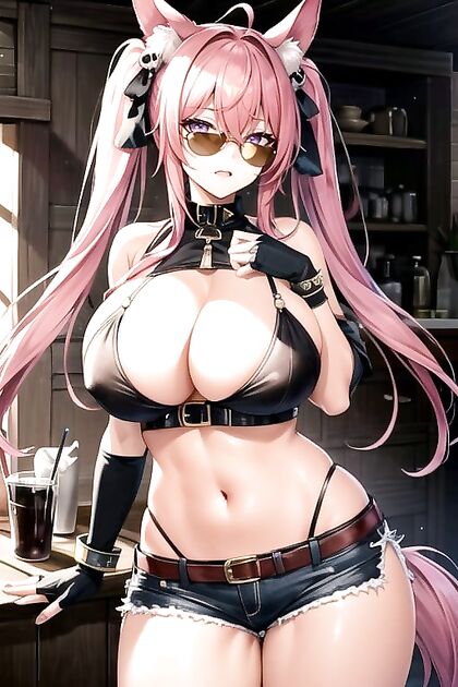 Mighty Lady from Boku No Hero Academia Wears Sexy Eye Mask and Purple Horns in Urban Hentai AI Image