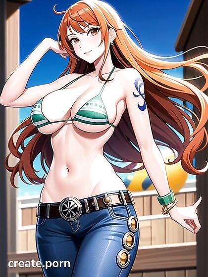 Nami's Large Breasts and Normal Feet in Seductive Hentai Action