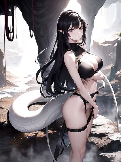 Revealing Her Top While Rappelling Down a Glowing Cavern in High-Res Hentai Action