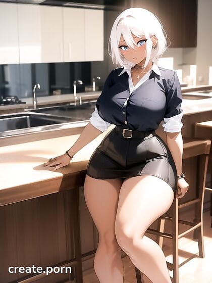 Dark-Skinned Beauty with Wide Hips and Prominent Nipples in Seductive Hentai Action