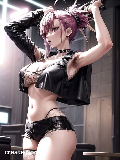 Skater Girl 18+ in Punk Rock Art Style WearsFishnets forSTEAMY Hentai Action