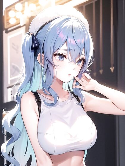Girl 18+ with Wavy Ombre Hair Adorns Minimalist Hairpins Against Soft Pastel Background