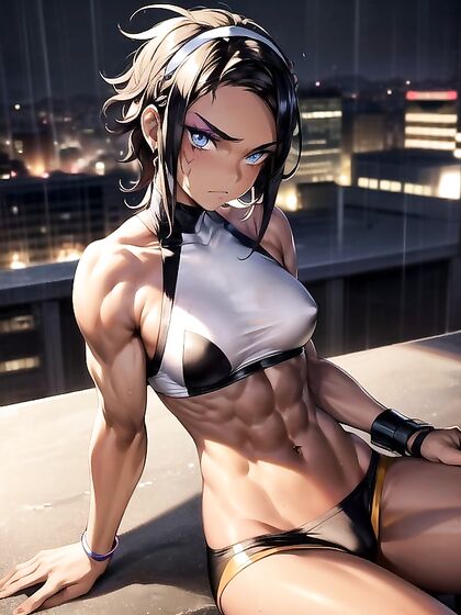 Muscular Goth Babe Drenched in for Intense Hentai Pleasure