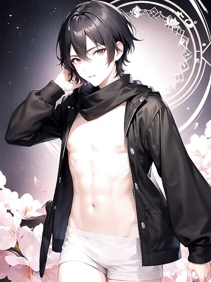 Boy 18+ Dressed in Outfit with Scarf for Naughty Hentai Fun