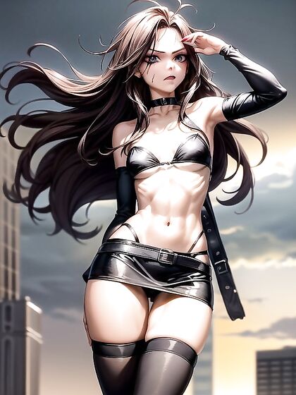 Skinny Gothic Beauty in Seductive Hentai Action