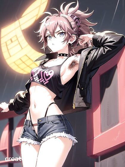 Punk Rock Chick with Wild Hair and Piercings Gets Horny in Hentai Action