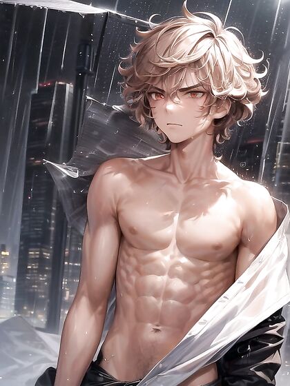 Muscular Goth Beauty Drenched in for Intense Hentai Pleasure