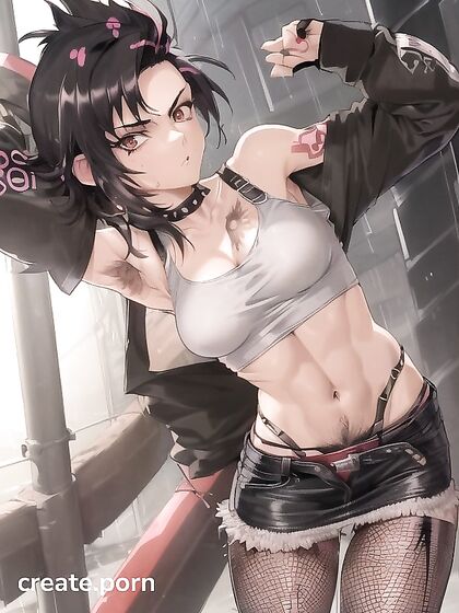 Punk Rock Chick with Mohawk and Fishnets Seduces in Steamy Hentai Action