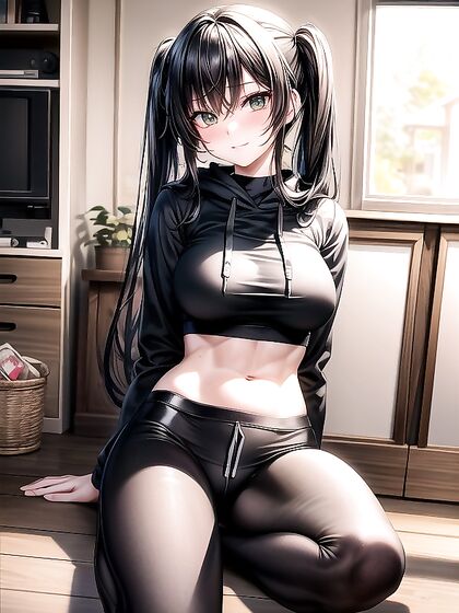 18-Year-Old Black-Haired Girl 18+ with Pigtails in Steamy Hentai Action
