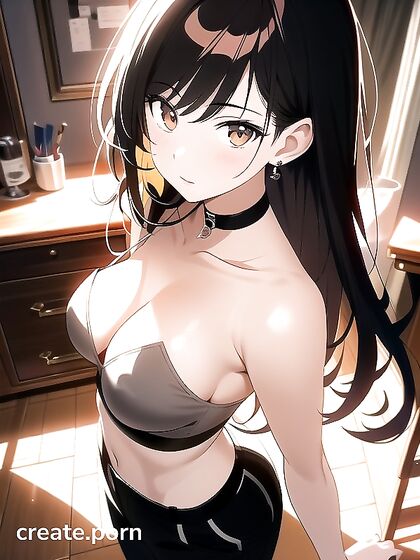 Pale-Skinned Beauty with Arms Crossed in Seductive Hentai Action