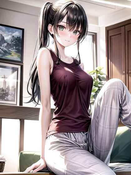 Bare-Footed Black-Haired Beauty Gets Wild in the Living Room Hentai Scene