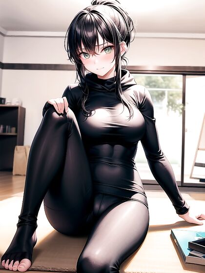 Barefoot Girl 18+ in Hoodie Stares Seductively at You in Hentai Action