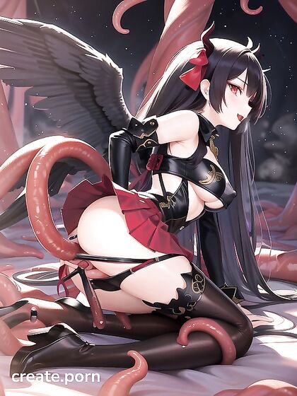 Luscious Black-Haired Beauty in a Skirt Exploring Intense Hentai Pleasure