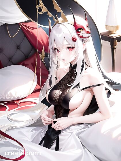 Skinny Girl 18+ with Red Eyes Dressed Up for Steamy Hentai Pleasure