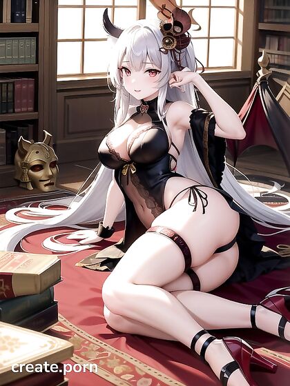 White-Haired Beauty in Seductive Underwear for Steamy Hentai Pleasure