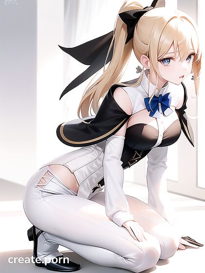 Bare Shouldered Beauty with Black Bow and Seductive Eye Patch in Steamy Hentai Scenes