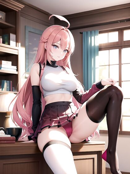 Pink-Haired Babe in Thong and Crop Top Seduces in hentai Action