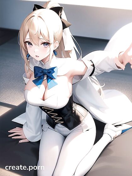 Black Bow Earrings Adorn Her in Seductive Anime hentai Pleasure