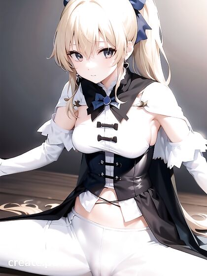 Black Bow and Capelet Clad Beauty with Sultry Eye-Hair in Seductive Hentai Action