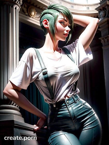 Makima's Green-Eyed Seduction in Futuristic Sci-Fi Hentai Pleasure