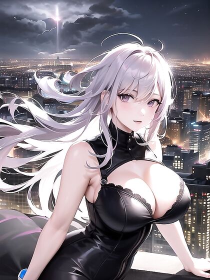 Wind-Swept Passion Under Neon City Lights in Nighttime Hentai Adventure