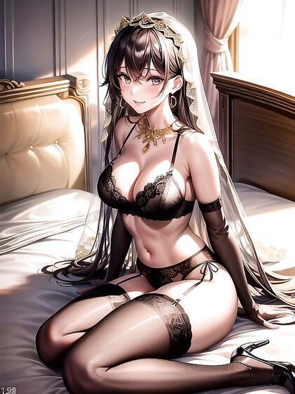 Skinny Brunette with Necklace Enjoying Intense Hentai Pleasure