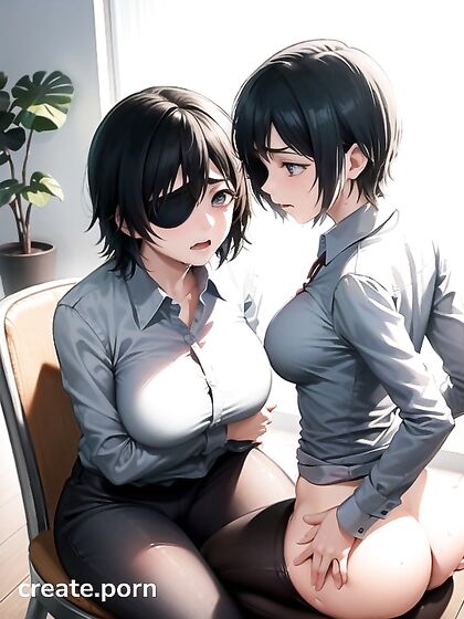 Himeno from Chainsaw Man Kneels and Cries in Intense Hentai Pleasure