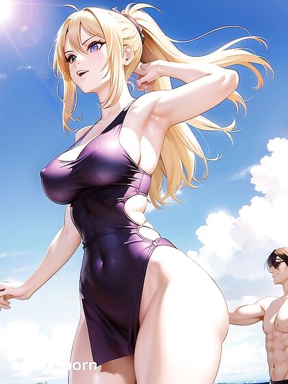 Cute Hentai Girl 18+ Shows Off Her Large Ass with Arms Raised High