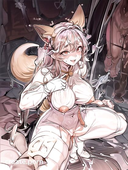 White-Haired Beauty with a Perfect Body in Thick-Line Hentai Ecstasy