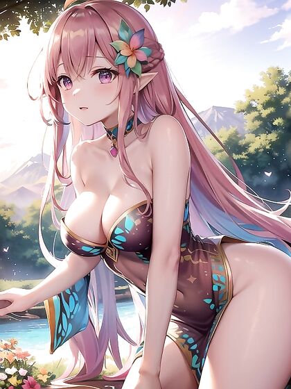 Zelda Enjoys Panoramic Views WhileFluttering Multi-Colored Butterflies Seduce Her Sensually