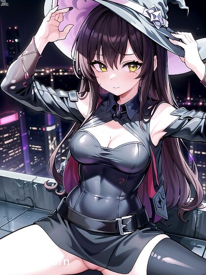 Unbuttoning Her Green-Eyed Desire in Steamy Nighttime Hentai Bliss