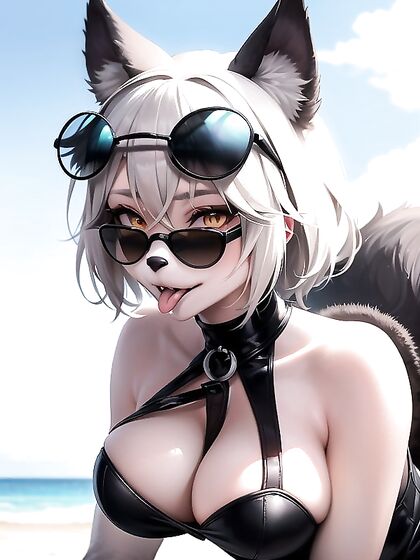 Furry Wolf with Sunglasses Teasing with Her Tongue in Intimate Hentai Scenes