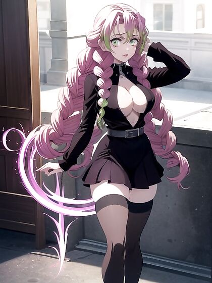 Mitsuri Kanroji from Demon Slayer Seduces in Voluptuous Vampire hentai Action