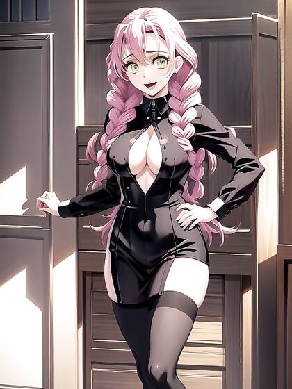 Gothic Beauty with Black Hair and Fangs Seduces in Hentai Erotic Adventures