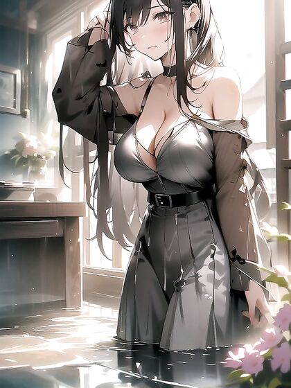 Gloomy Landscape with Puddles, Bare Trees, and Thick Fog in Seductive Hentai Scenes