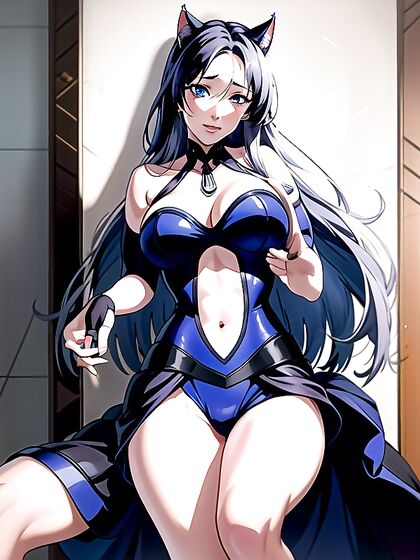 Caitlyn from League of Legends Gets Wild in Blue-Skinned White-Haired Hentai Action