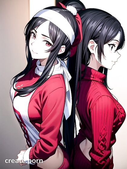 Standing in the Kitchen, Red Sweater with No Back for Steamy Hentai Action
