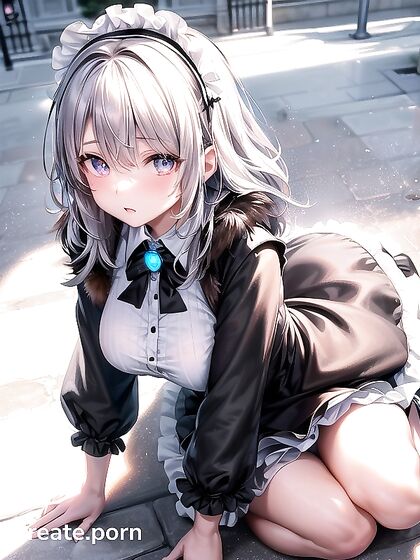 Blushing Beauty with Wind-Tousled Hair Covers Her Eyes in Seductive Hentai Scenes