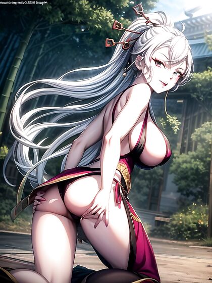 Daki in Demon Form Teases with Winks and Skirt Lifts in Hot hentai Action